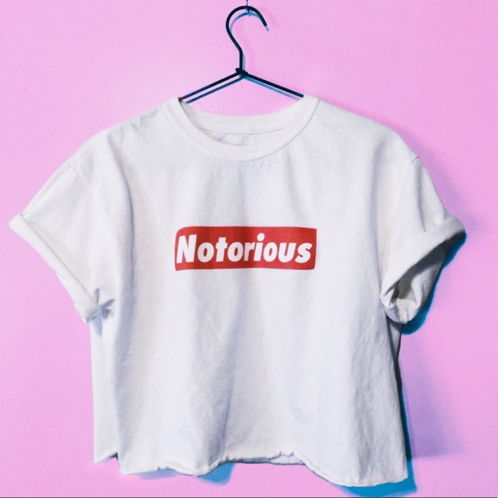 Notorious BIG White Cropped Graphic Tee